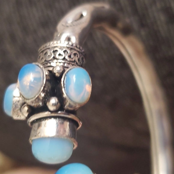 New Unique Milky Opal Silver Cuff Bracelet. - Picture 2 of 12